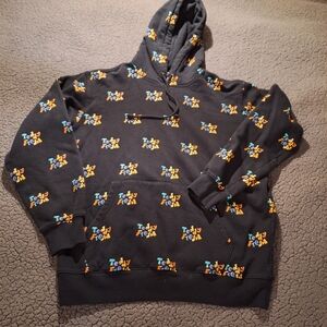 Teddy Fresh Hoodie Retro OG Logo Print All Over Ethan Klein Black Size L Y2K